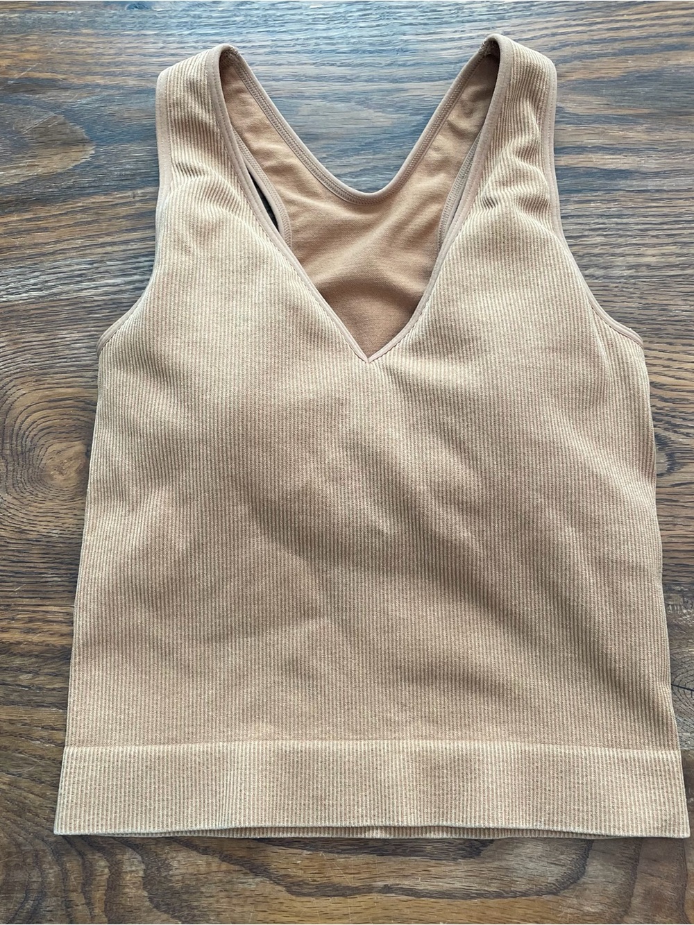 Target Ribbed V-Neck Tank Top in Camel Tan